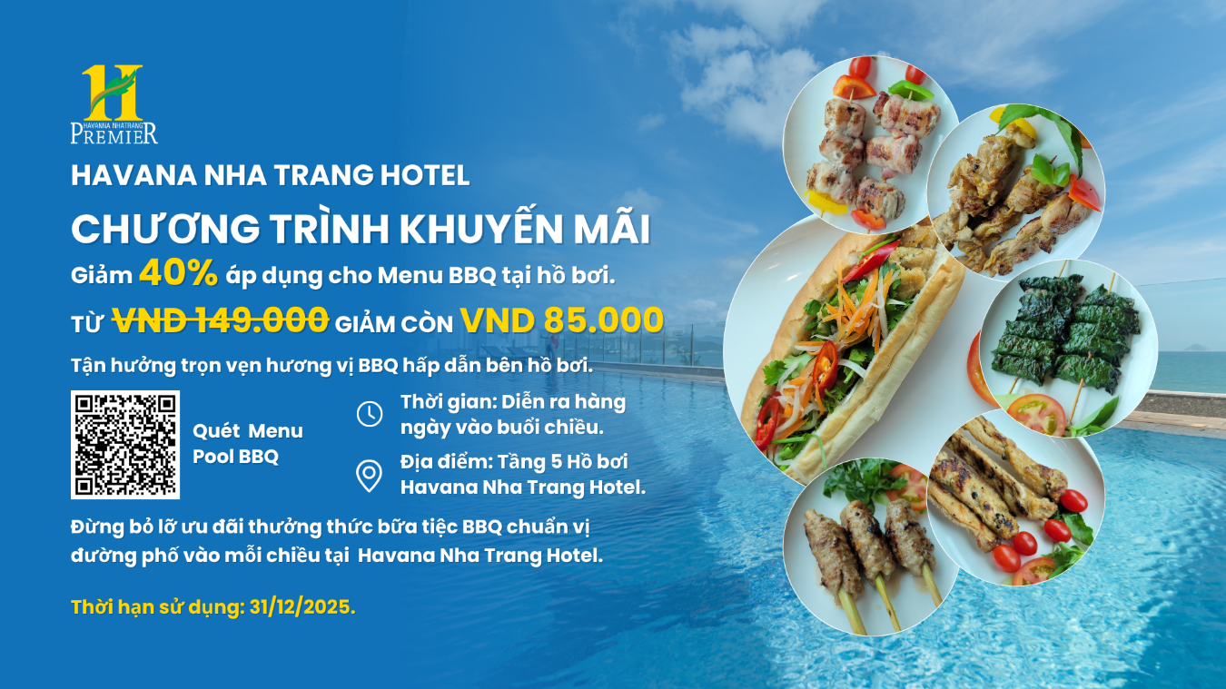  Thưởng thức Menu Pool BBQ hấp dẫn với ưu đãi giảm giá 40%